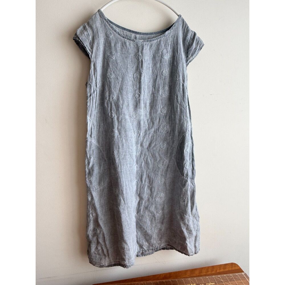 Grey lagenlook linen & cotton dress - S/M